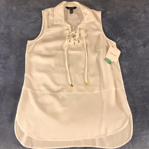 Ellen Tracy Tops - Ellen Tracy Sleeveless Hi-Low Tunic White